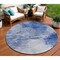 Homeroots 8' Denim Blue And Sky Blue Round Abstract Washable Indoor Outdoor Area Rug 577705 - alternate 1