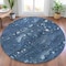 Homeroots 8' Blue And Ivory Round Abstract Washable Indoor Outdoor Area Rug 631163 - alternate 6