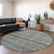 Homeroots 8' Teal Blue Light Blue And Gray Round Striped Washable Indoor Outdoor Area Rug 605695 - alternate 8