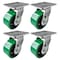 Hyw Products Heavy Duty Caster Set 4in Green Polyurethane on Cast Iron Wheels, 4 Swivel, 4PK 40-40S-A1-PC-4 (G) - alternate 1