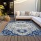 Homeroots 9' X 12' Navy Blue Ivory And Gray Oriental Washable Indoor Outdoor Area Rug 596642 - alternate 8
