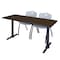 Regency Cain T-Base Training Seminar Table W/ 2 M Stack Chairs, 60 in W, 24 in L, Neo Walnut MTRCT6024NW47GY - alternate 1