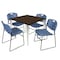 Regency Square Kahlo Breakroom Table W/ 4 Zeng Stack Chairs, 42 in W, 42 in L, Neo Walnut TPL4242NWCM44BE - alternate 1