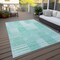Homeroots 8' X 10' Teal Blue Aqua And Ivory Striped Washable Indoor Outdoor Area Rug 581680 - alternate 8