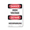 Signmission OSHA Danger Sign, 24" Height, Rigid Plastic, High Voltage Bilingual, 1824-VG-1327 OS-DS-P-1824-VG-1327 - alternate 1