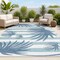 Jonathan Y Veronica Classic Beach Stripe and Palm Leaf Navy/Cream 3 ft. x 5 ft. Indoor/Outdoor Area Rug TSN402B-3 - alternate 1