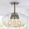 Jonathan Y Lina 13.75" 3-Light Modern Industrial Iron/Seeded Glass LED Semi Flush Mount, Nickel/Clear JYL7565A - alternate 9