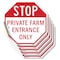 Signmission Stop Private Farm Entrance Only, 4 inch X 4 inch, Vinyl Decal, 5PK OC-D-5PACK-4-229 - alternate 1