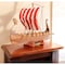 Homeroots 20" Wood Brown Solid Wood Hand Painted Model Boat Tabletop Sculpture 401201 - alternate 9