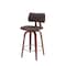 Homeroots 26" Brown And Wood Brown Faux Leather Swivel Low Back Counter Height Bar Chair 534432 - alternate 9