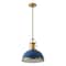 Jonathan Y Homer 13" 1-Light Modern Industrial Metal LED Dome Pendant, Navy/Brass Gold JYL9536G - alternate 9