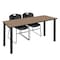 Regency Kee Training Table W/ 2 Zeng Chairs, 72 in W, 24 in L, Noble Oak MT7224NOBPBK44BK - alternate 1