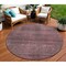 Homeroots 8' Merlot And Gray Round Striped Washable Indoor Outdoor Area Rug 588096 - alternate 1
