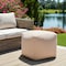 Homeroots 18" Taupe Polyester Cube Outdoor Pouf Ottoman 551569 - alternate 1