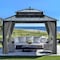 Sunjoy Kingston 12x10 Gazebo, Steel Hardtop Gazebo with Curtain and Netting - Gray Aluminum Posts A10204360100 - alternate 1