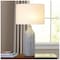 Homeroots 30" Gray And Aqua Glass Table Lamp With White Drum Shade 524735 - alternate 1
