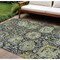Homeroots 8' X 10' Fern Green And Blue Damask Washable Indoor Outdoor Area Rug 609069 - alternate 1