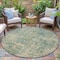 Homeroots 8' Artichoke Green And Teal Blue Round Abstract Washable Indoor Outdoor Area Rug 630521 - alternate 5