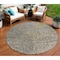 Homeroots 8' Ivory Gray And Black Round Abstract Washable Indoor Outdoor Area Rug 596820 - alternate 1