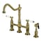Kingston Brass Bridge Kitchen Faucet with Brass Sprayer, Antique Brass KS1273BPLBS - alternate 1