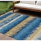 Homeroots 8' X 10' Navy Blue Gold And Ivory Striped Washable Indoor Outdoor Area Rug 598373 - alternate 1
