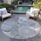 Homeroots 8' Gray Silver And Charcoal Round Floral Washable Indoor Outdoor Area Rug 582250 - alternate 8