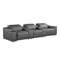 Homeroots 134" Dark Gray Italian Leather Reclining Metal USB Sofa 720296 - alternate 8