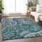 Homeroots 9' X 12' Teal Blue And Dark Green Floral Medallion Washable Indoor Outdoor Area Rug 603201 - alternate 9