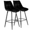 Elama 2 Piece Velvet Tufted Bar Chair in Black with Metal Legs ELM-222-BLK - alternate 1