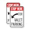 Signmission Stop Here for Valet Parking Left Arrow, 12'' X 18'' 2 Signs, Heavy Gauge Aluminum, 2PK A-1218-2PACK-22854 - alternate 1