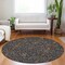 Homeroots 8' Navy Blue Brown And Red Round Floral Washable Indoor Outdoor Area Rug 604603 - alternate 9