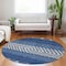 Homeroots 8' Navy Blue Ivory And Beige Round Southwestern Washable Indoor Outdoor Area Rug 613929 - alternate 7