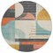Homeroots 8' Gray Gold And Salmon Round Geometric Washable Indoor Outdoor Area Rug 617982 - alternate 8