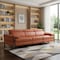 Homeroots 103" Camel Top Grain Leather Reclining Metal USB Sofa 720329 - alternate 10