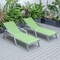 Leisuremod Marlin Patio Chaise Lounge Chair with Armrests in Grey Aluminum Frame, Green, 2PK MLAGR-77G2 - alternate 9