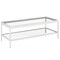 Homeroots 45" Clear Glass And White Steel Coffee Table With Shelf 520939 - alternate 8