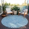 Homeroots 8' Teal Blue And Ivory Round Abstract Washable Indoor Outdoor Area Rug 599762 - alternate 7