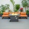 Leisuremod Chelsea 5-Piece Middle Patio Chairs and Fire Pit Table Set Black Aluminum With Orange Cushions CSFBL-4OR - alternate 10
