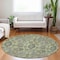 Homeroots 8' Artichoke Green And Gray Round Damask Washable Indoor Outdoor Area Rug 588132 - alternate 7