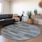 Homeroots 8' Blue Denim Blue And Brown Round Striped Washable Indoor Outdoor Area Rug 615478 - alternate 8