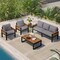 Homeroots Three Piece Outdoor Gray Metal Sofa Seating Group with Gray Cushions 625703 - alternate 5