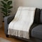 Homeroots 50" X 67" Sand And White Cotton Blend Woven Plaid Throw Blanket with Fringe 633072 - alternate 5