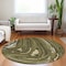 Homeroots 8' Olive Green And Beige Round Abstract Washable Indoor Outdoor Area Rug 601292 - alternate 9