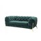 Homeroots 74in Dark Green Tufted Velvet And Gold Chesterfield Love Seat 489283 - alternate 1