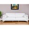 Homeroots 89" White Italian Leather Sofa With Silver Legs 534158 - alternate 1