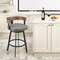 Homeroots 30" Gray Brown and Black Faux Leather and Iron Low Back Bar Height Swivel Bar Chair 569163 - alternate 1