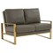 Leisuremod Jefferson Leather Loveseat with Gold Frame, Grey JAG53GR-L - alternate 1