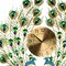 Homeroots 25" Blue Green And Gold Metal Silent Analog Peacock Novelty Wall Clock 626373 - alternate 5