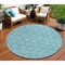 Homeroots 8' Teal Blue And Navy Blue Round Geometric Washable Indoor Outdoor Area Rug 613592 - alternate 1