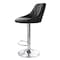 Elama 2 Pc Diamond Stitched Faux Leather Bar Stool in Black with Chrome Base and Adjustable Height ELM-704C-BLK - alternate 10